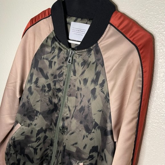 Eleven Paris | Color Block Camo Satin Bomber Jacket - Picture 5 of 9